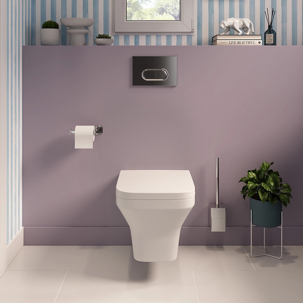 Vas WC suspendat GOODHOME Teesta, ceramica, capac duroplast, inchidere lenta, 36 x 53 x 35 cm, alb