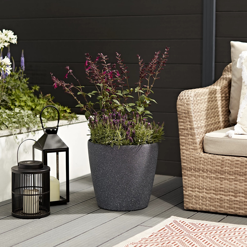 Ghiveci flori VERVE, plastic, D 35 cm, negru