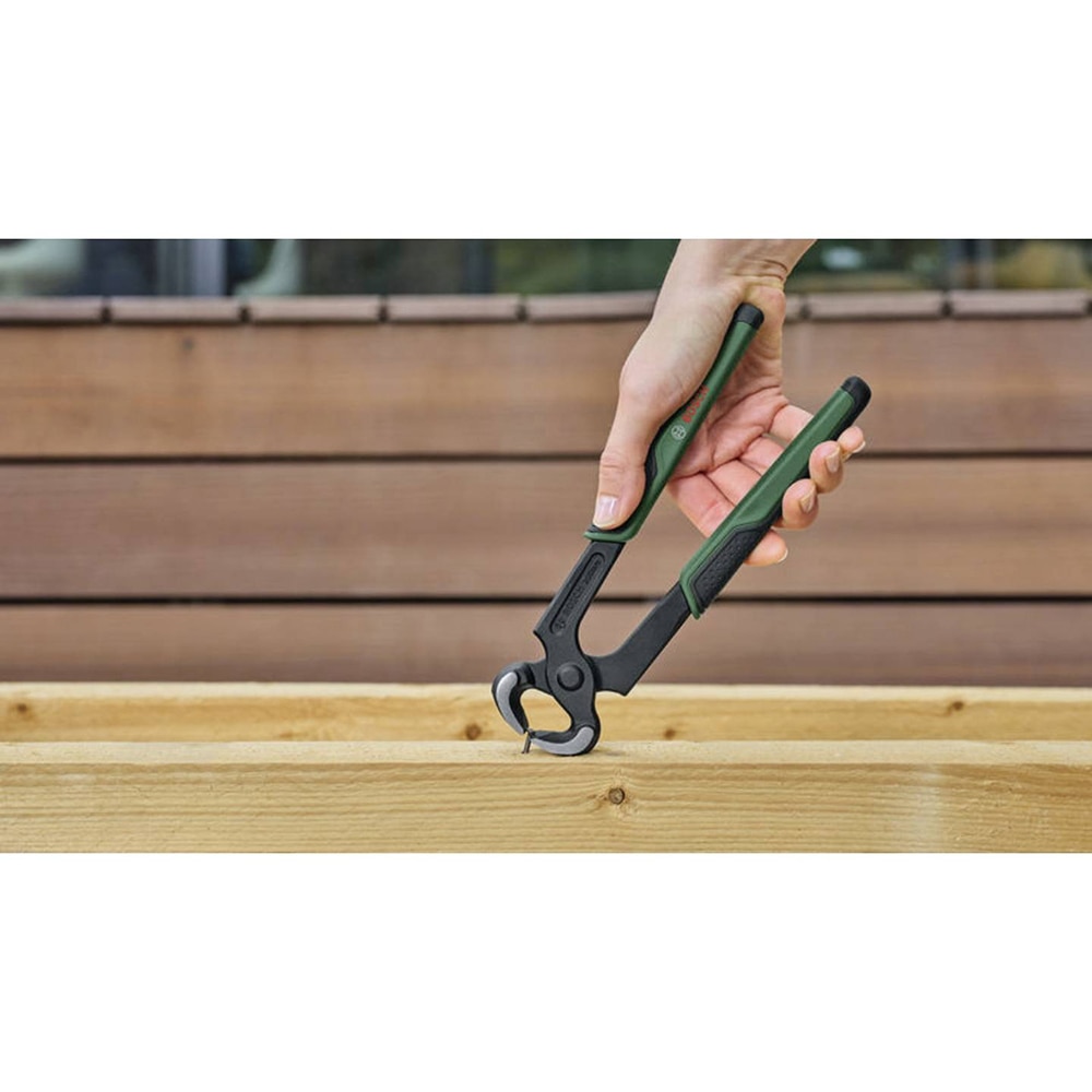 Cleste pentru cuie BOSCH 1600A02Z9W, 21 cm, manere ergonomice soft-grip, otel crom-vanadiu, negru/verde