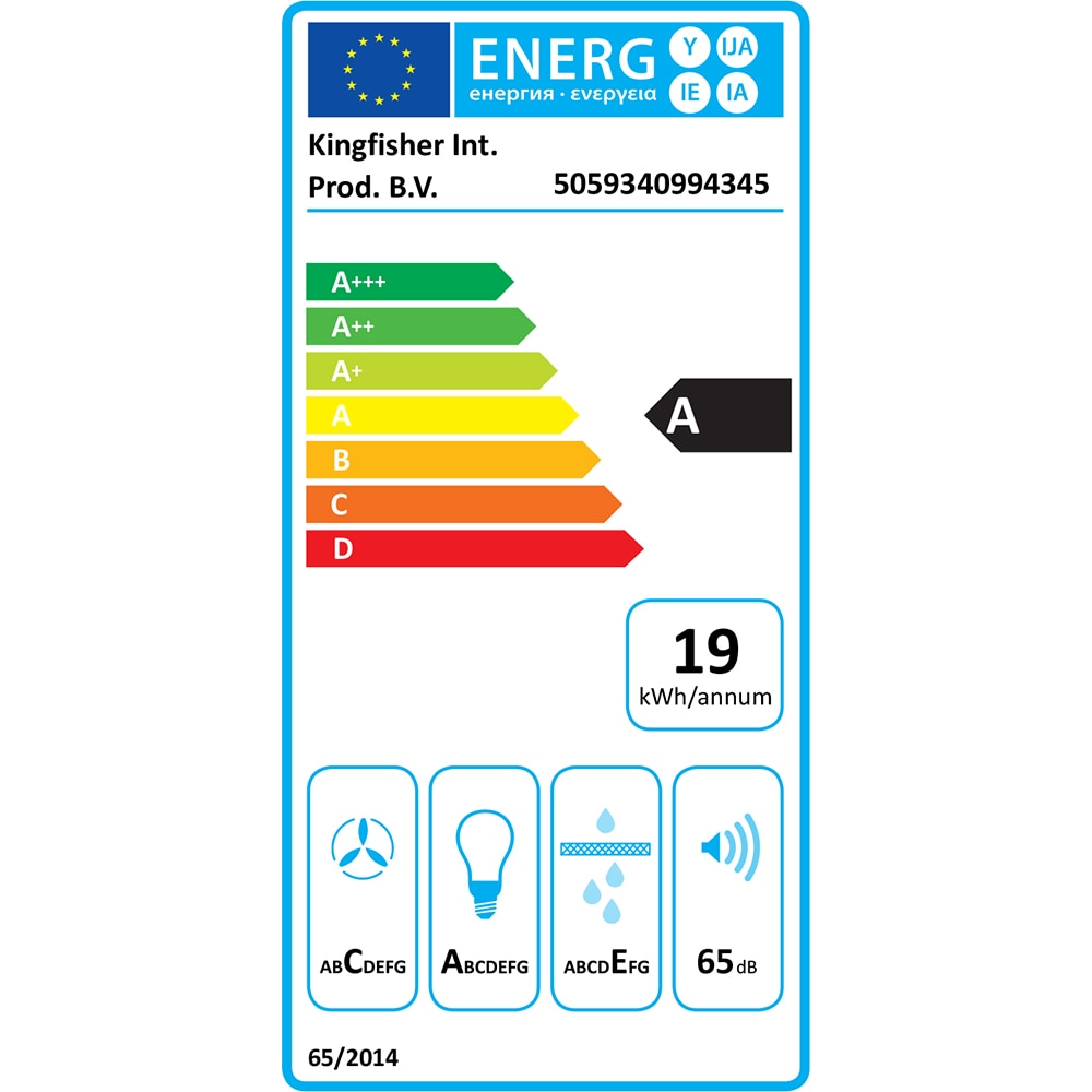 Hota decorativa NNCHHB60EU, 1 motor, 411 m3/h, 60 cm, negru