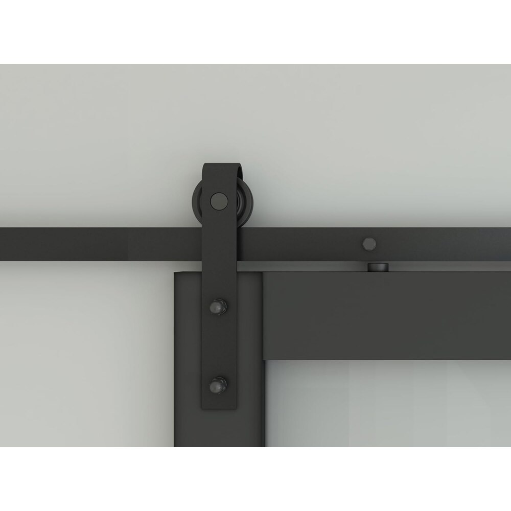 Sistem culisare usa interior, otel, 200 cm, negru