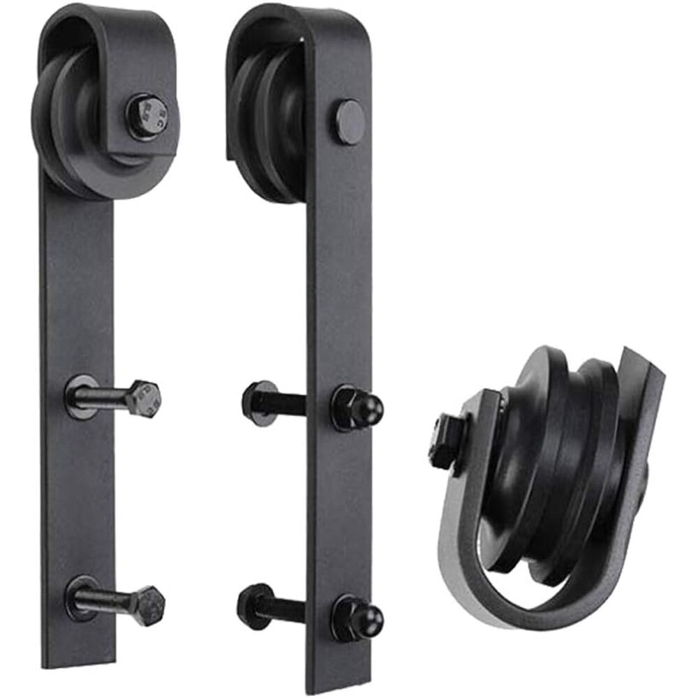 Sistem culisare usa interior, otel, 200 cm, negru