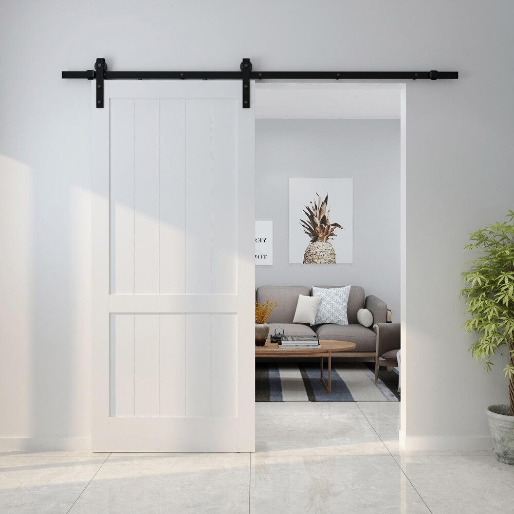 Sistem culisare usa interior, otel, 200 cm, negru