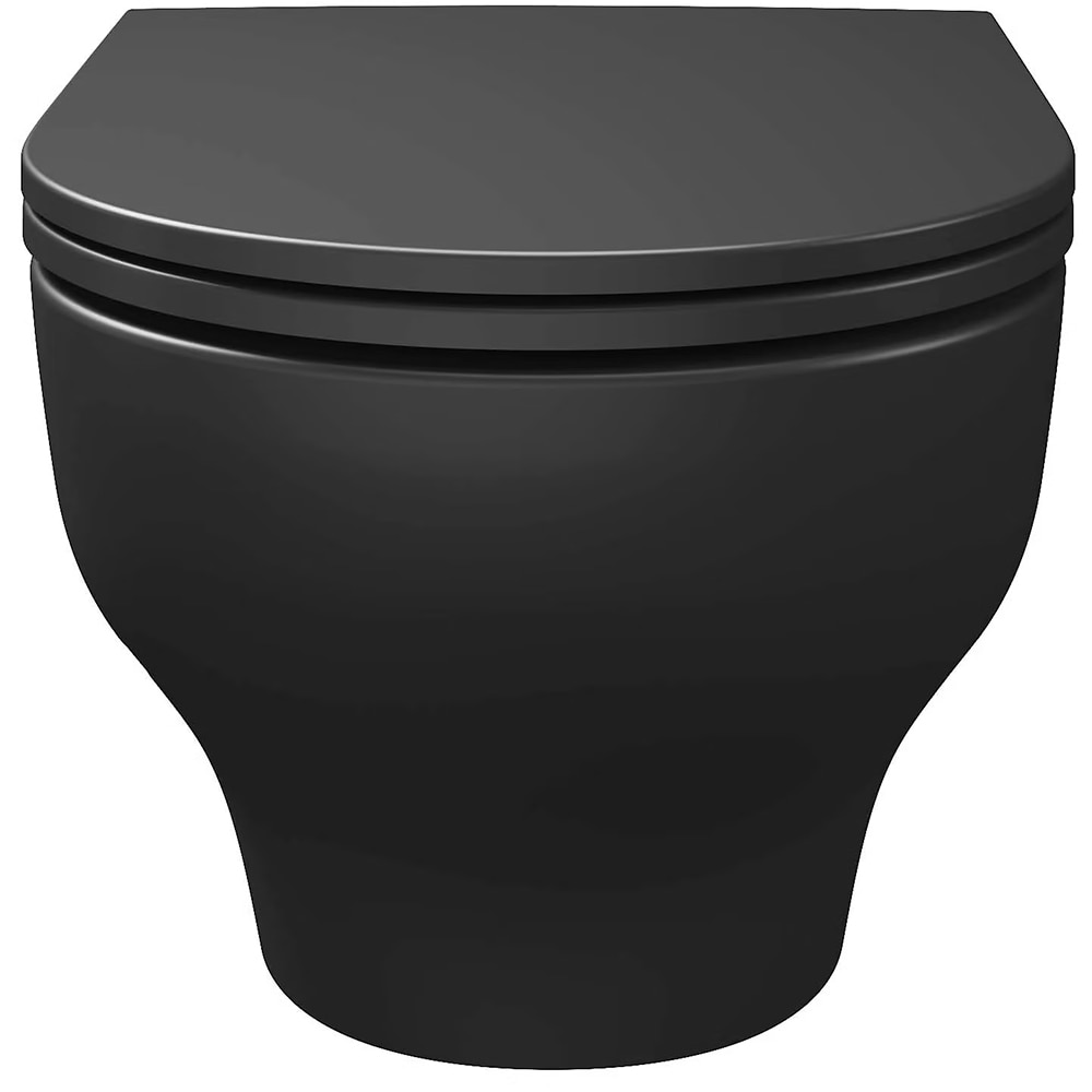 Vas WC suspendat GOODHOME Cavally, ceramica, 53 x 36 x 35 cm, capac SoftClose, negru