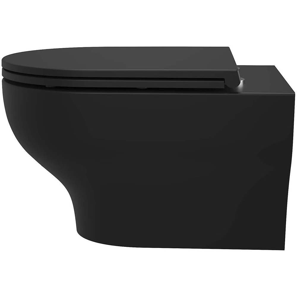 Vas WC suspendat GOODHOME Cavally, ceramica, 53 x 36 x 35 cm, capac SoftClose, negru