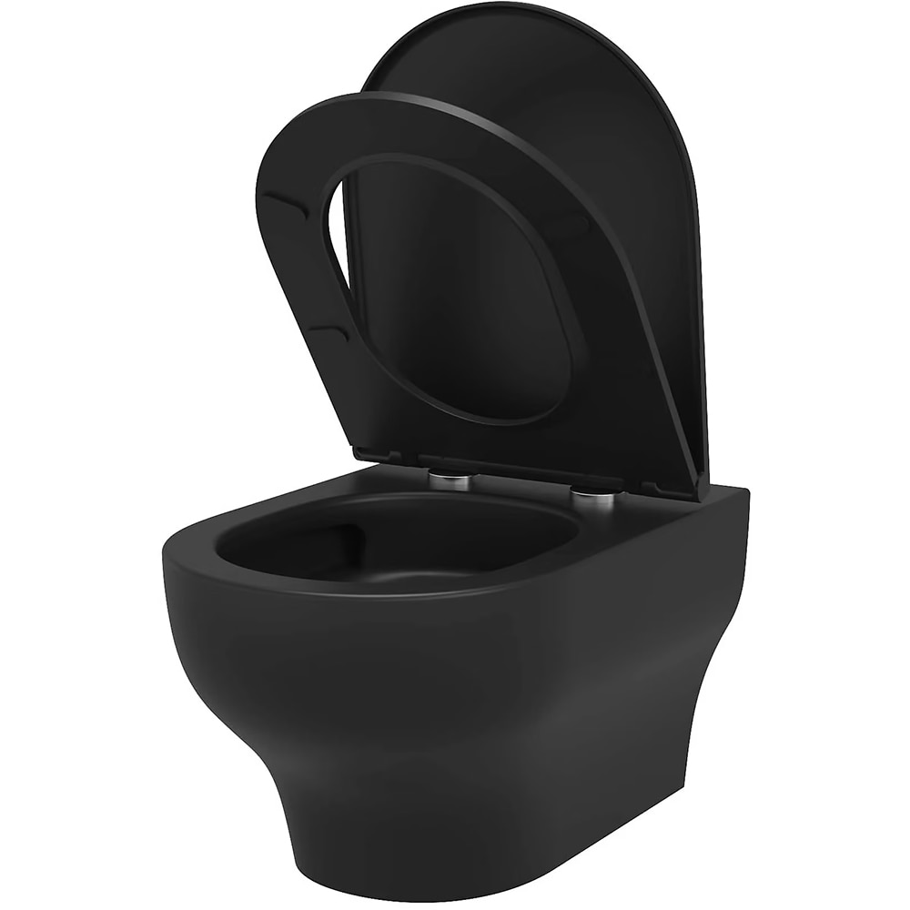Vas WC suspendat GOODHOME Cavally, ceramica, 53 x 36 x 35 cm, capac SoftClose, negru
