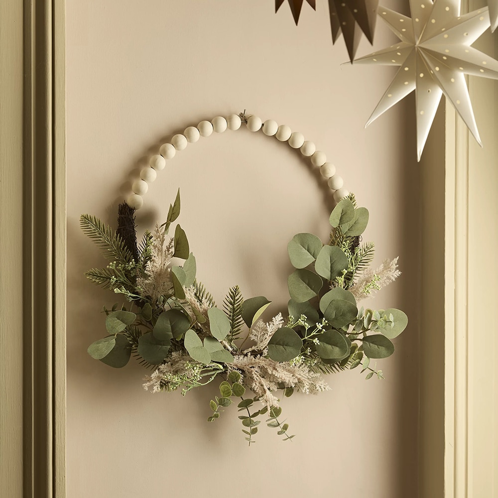 Coronita de Craciun pentru usa, 50 cm, maro deschis-verde