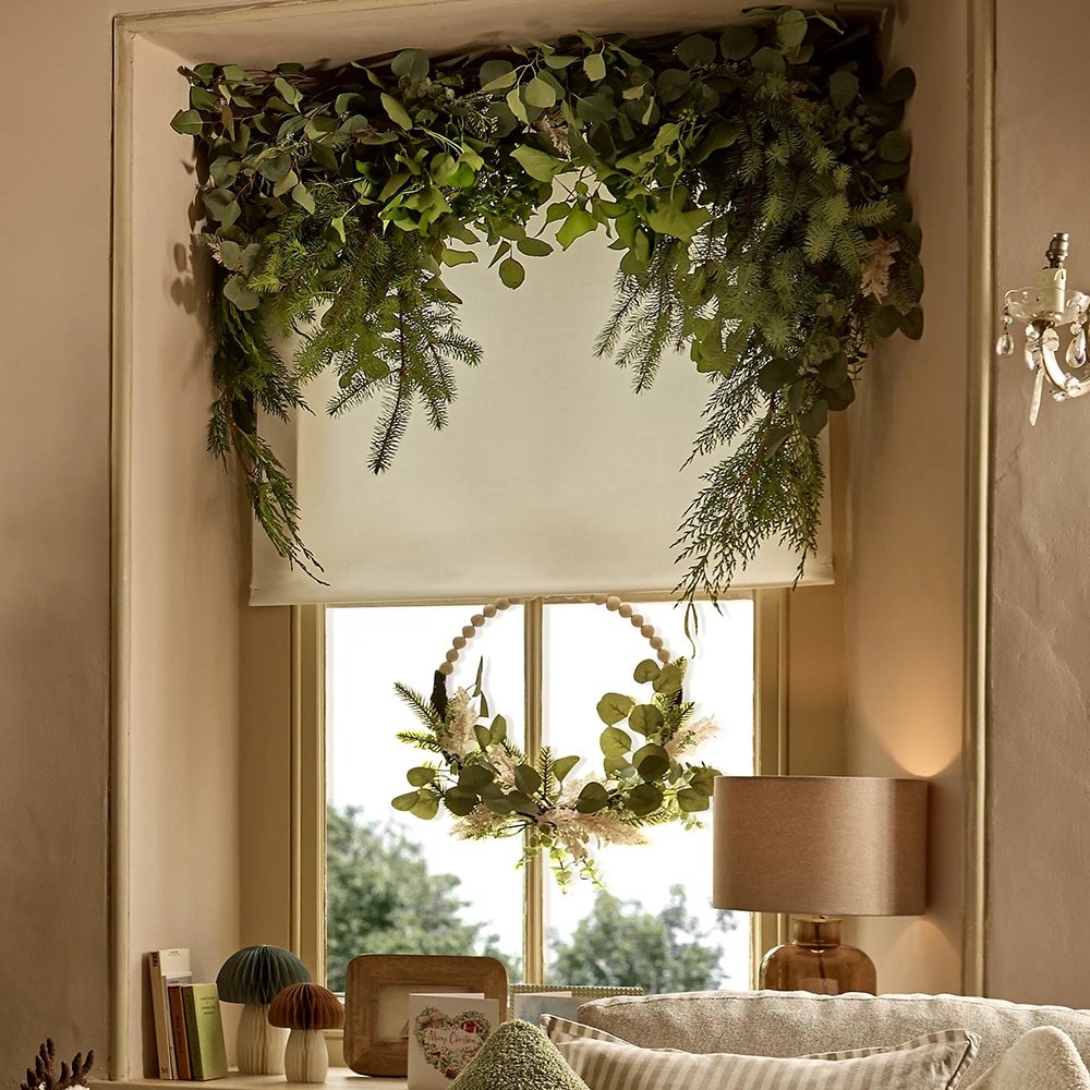 Coronita de Craciun pentru usa, 50 cm, maro deschis-verde