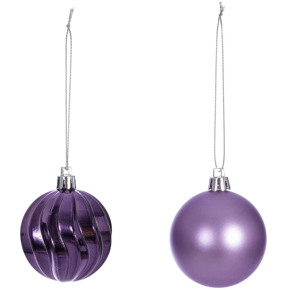 Set globuri de Craciun, 8 bucati, 6 cm, mov