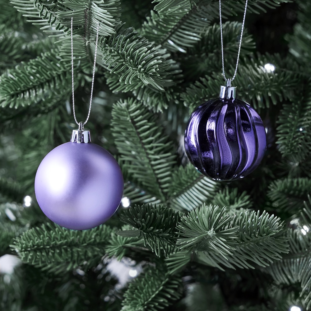 Set globuri de Craciun, 8 bucati, 6 cm, mov