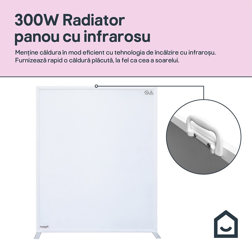 Panou radiant infrarosu GOODHOME, 300W, alb