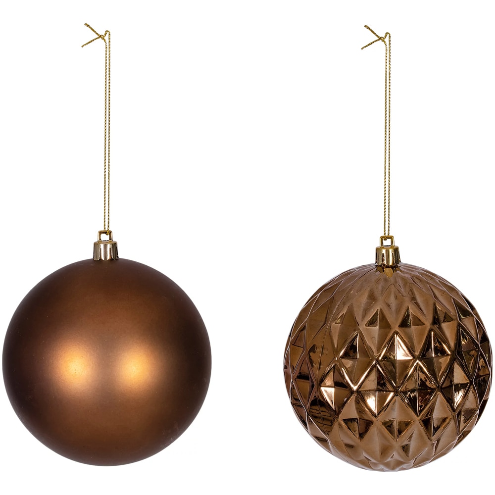 Set globuri de Craciun, 4 bucati, 10 cm, ginger