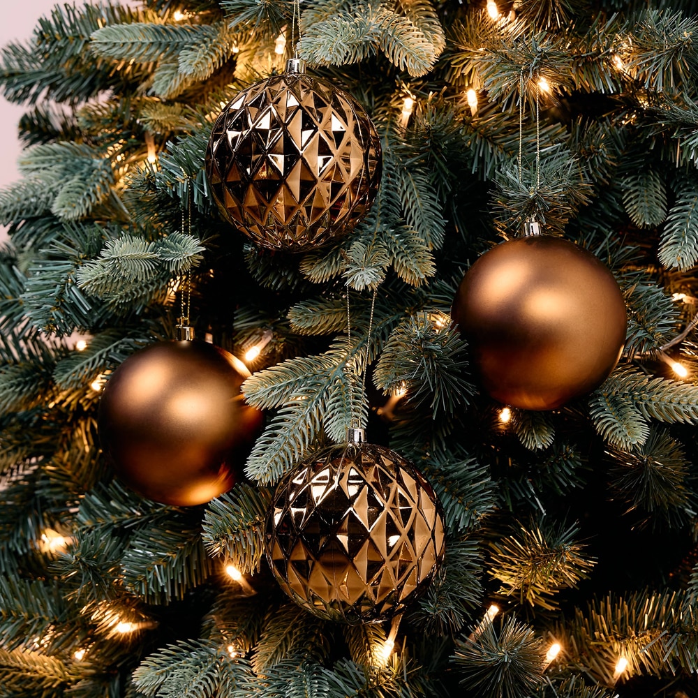 Set globuri de Craciun, 4 bucati, 10 cm, ginger
