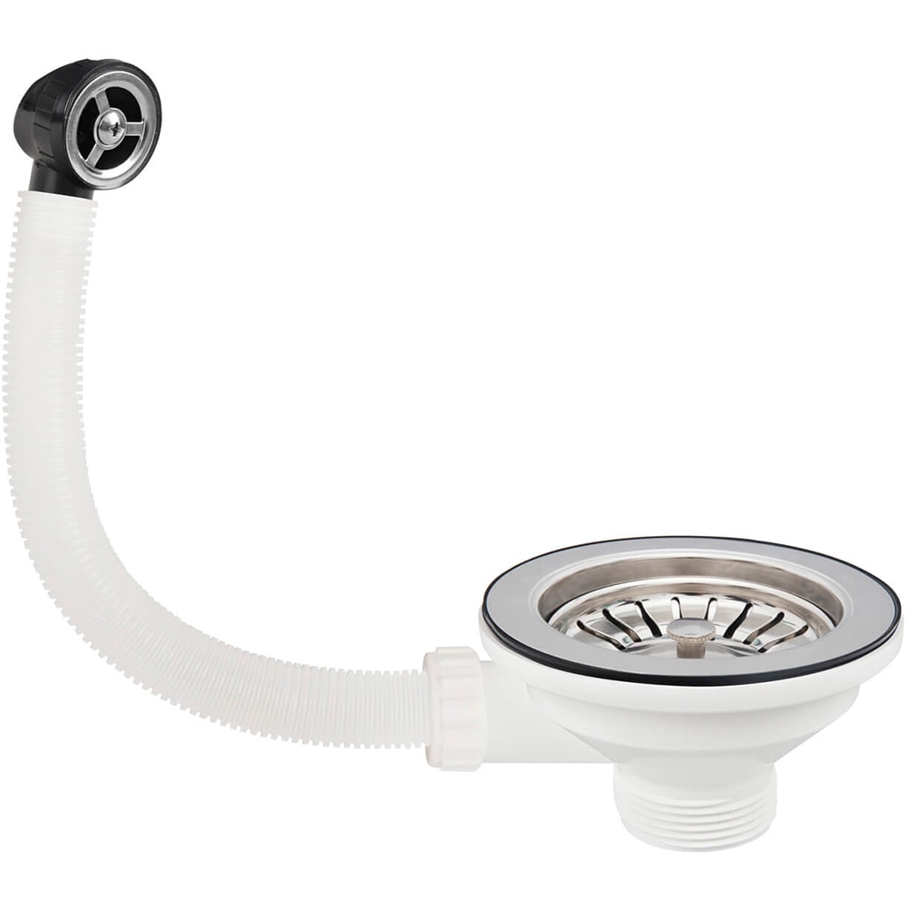 Ventil chiuveta bucatarie cu preaplin rotund EUROCIERE, 3 1/2" - 1 1/2", gratar inox