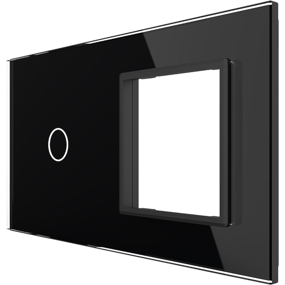 Panou sticla LIVOLO VL-P701/E-4B, intrerupator touch + rama , negru