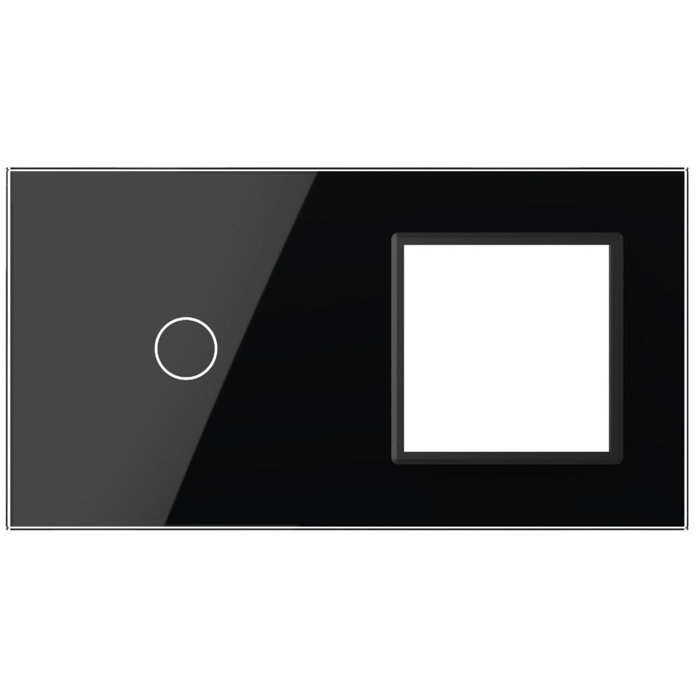 Panou sticla LIVOLO VL-P701/E-4B, intrerupator touch + rama , negru