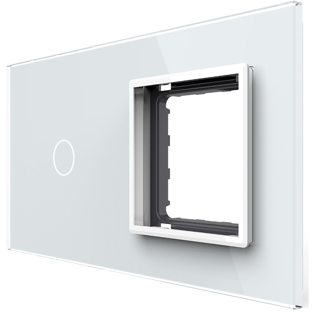 Panou sticla LIVOLO VL-P701/E-4W, intrerupator touch + rama, alb