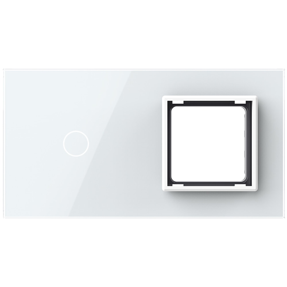 Panou sticla LIVOLO VL-P701/E-4W, intrerupator touch + rama, alb