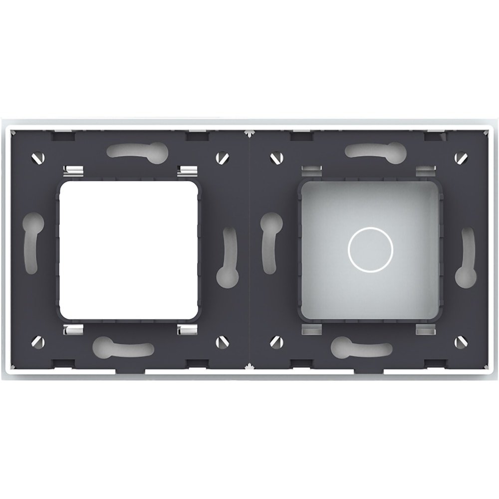 Panou sticla LIVOLO VL-P701/E-4W, intrerupator touch + rama, alb