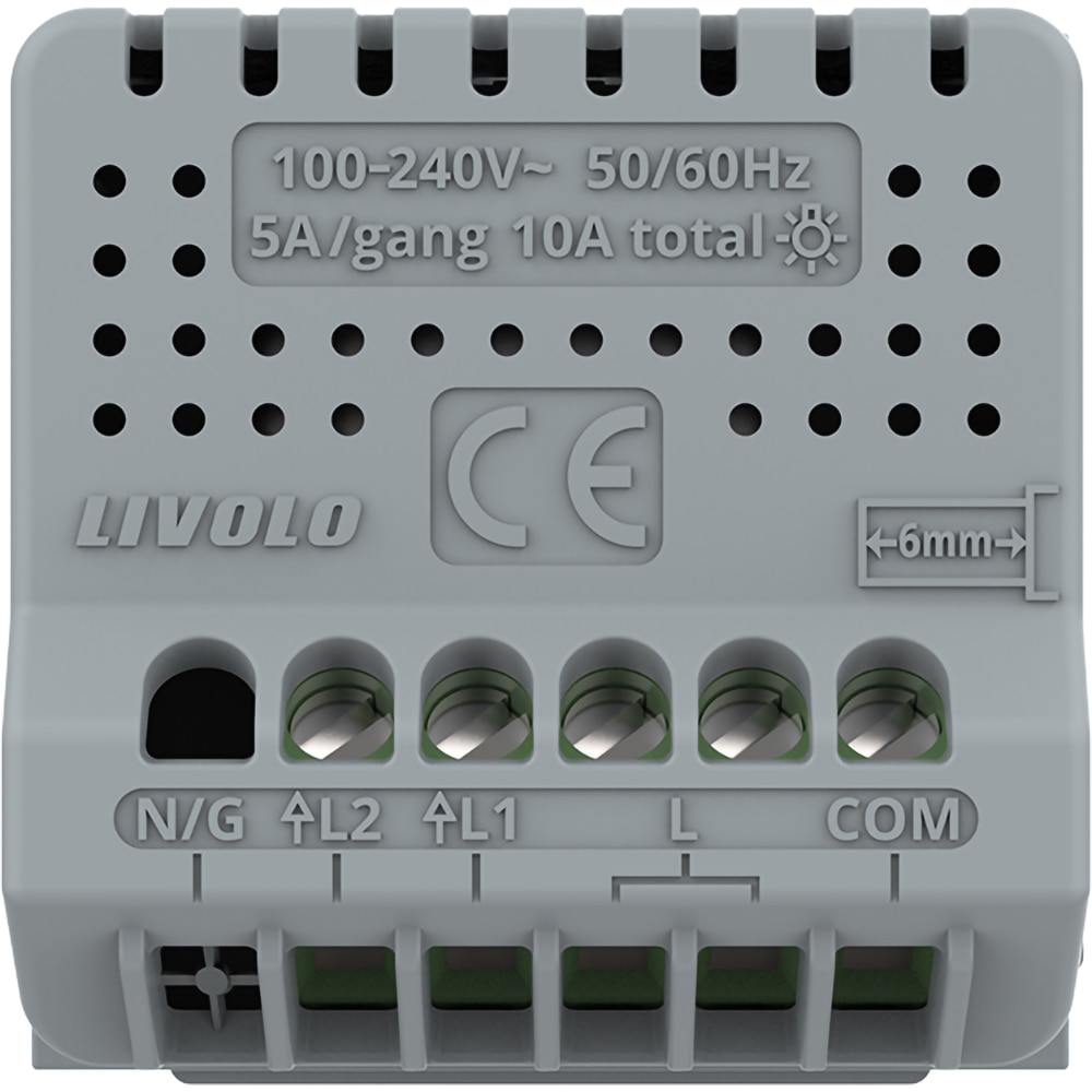 Modul intrerupator dublu cap-scara LIVOLO, 5A, gri