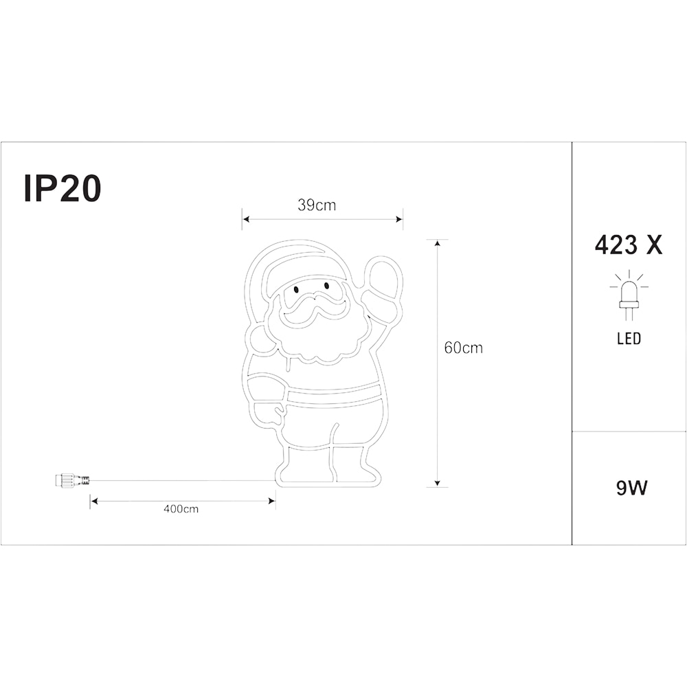 Figurina luminoasa Mos Craciun Infinity, 423 led-uri, 60 cm, multicolor