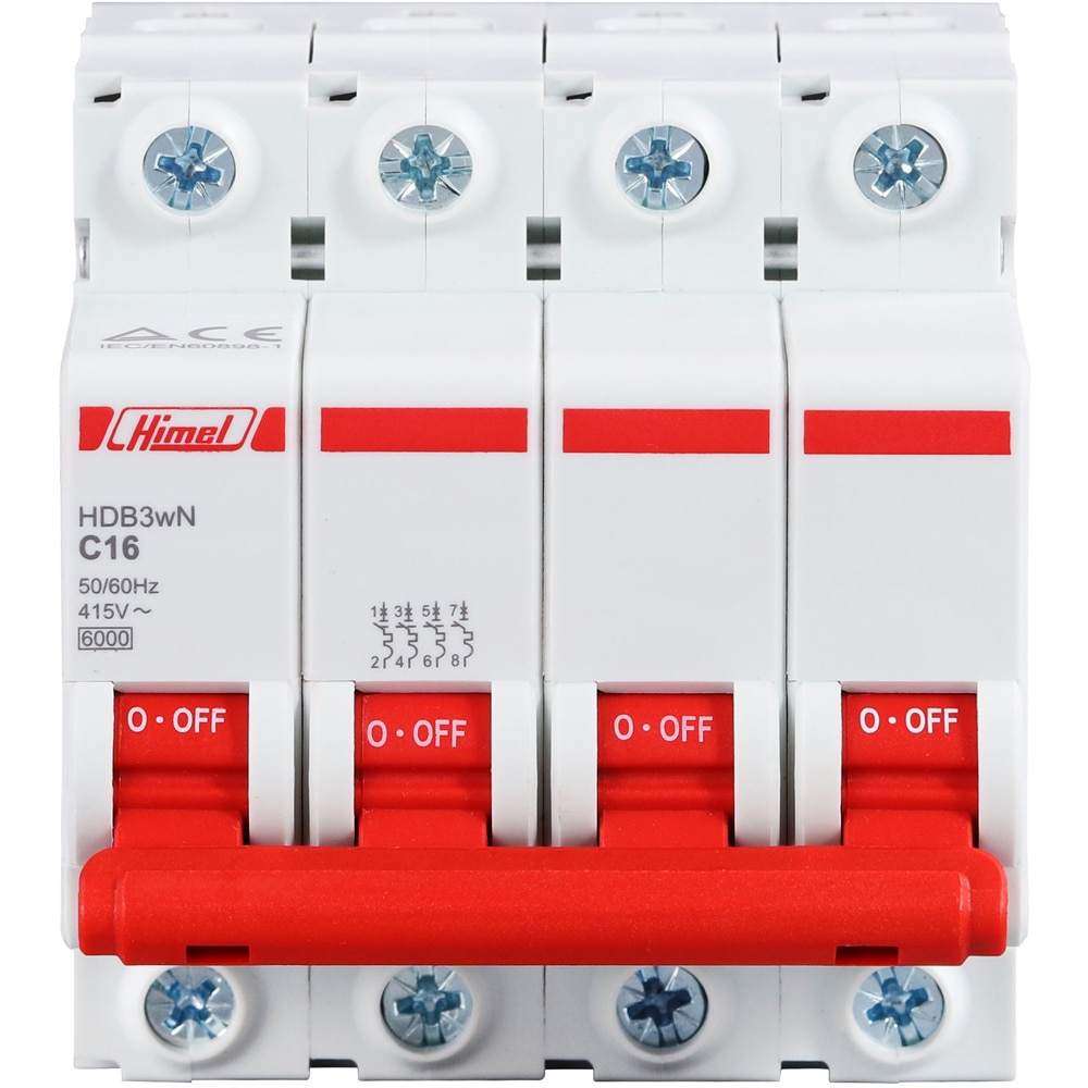 Siguranta automata HIMEL, 4P, 16A, curba C, 4.5kA
