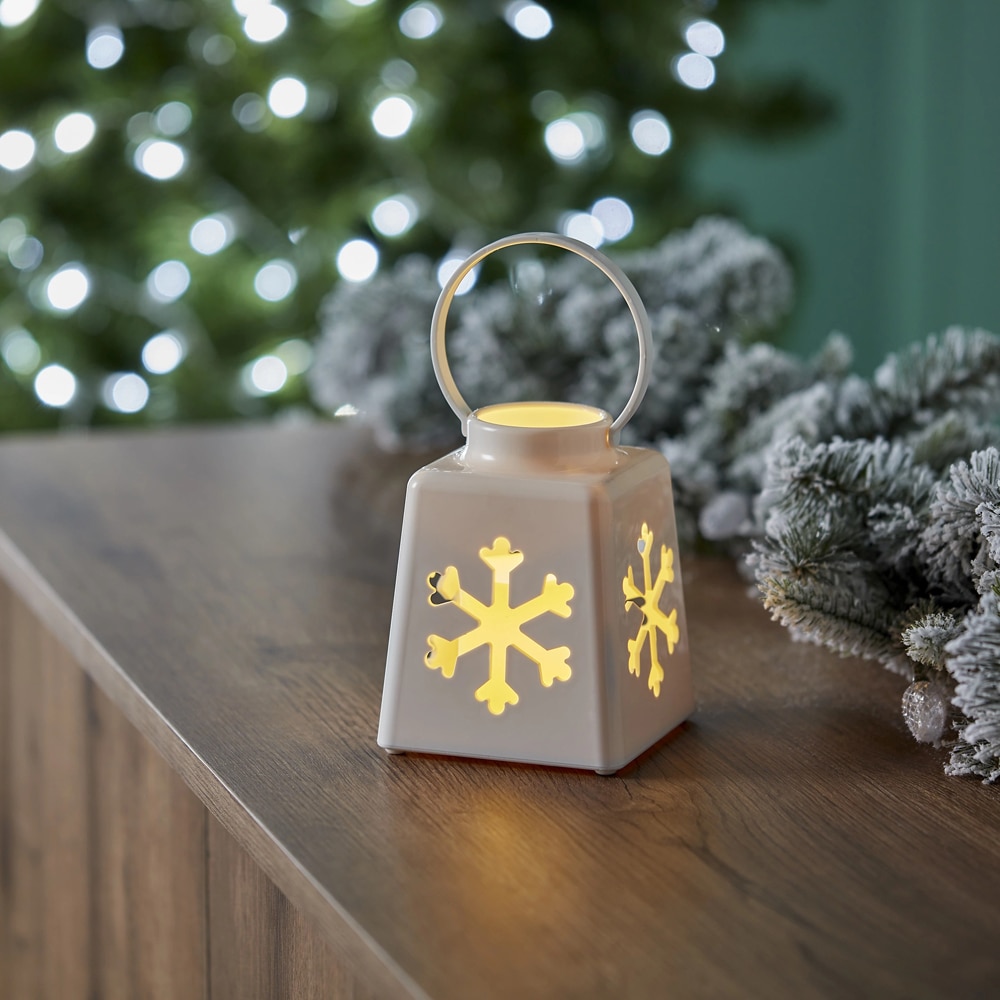 Decoratiune luminoasa Felinar, 13.5 cm, alb