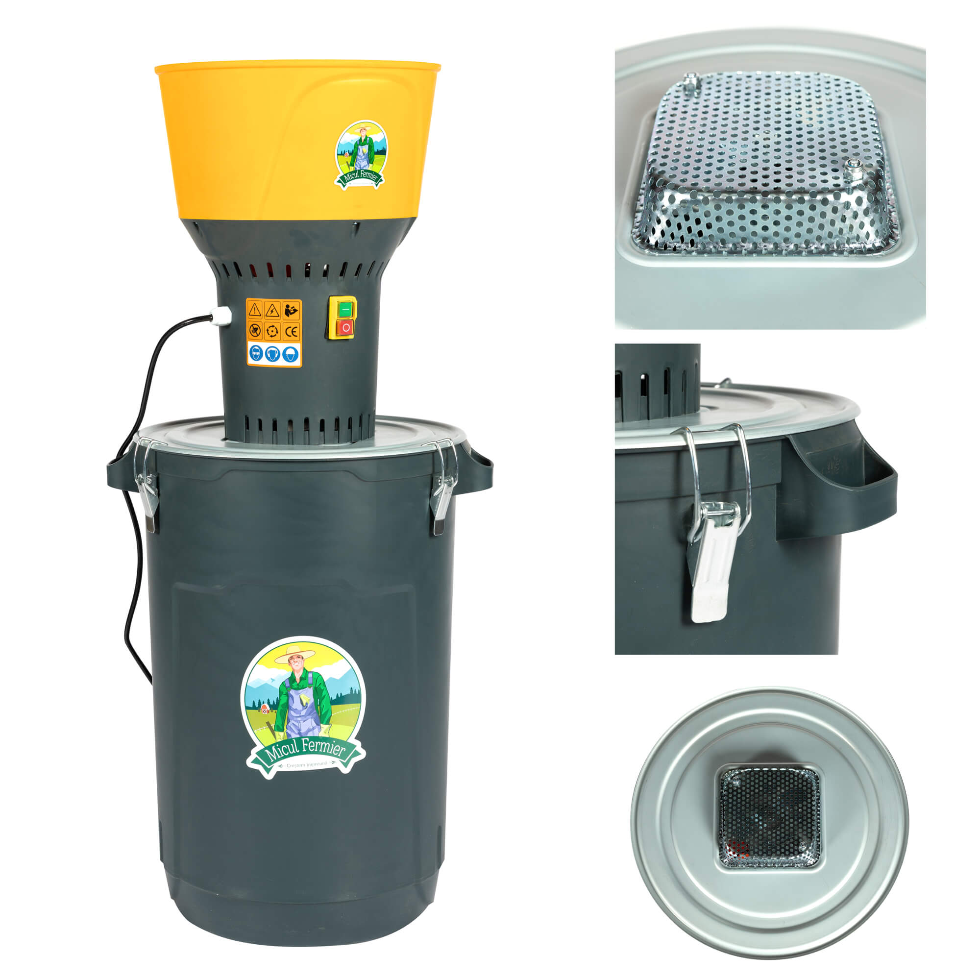 Moara cereale electrica, 1.3 kW, 19000 rpm, galeata plastic 60 L, Micul Fermier