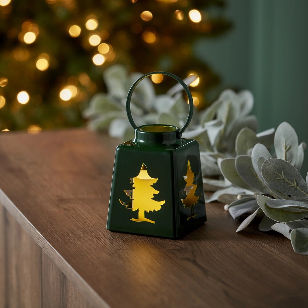 Decoratiune luminoasa Felinar, 13.5 cm, verde