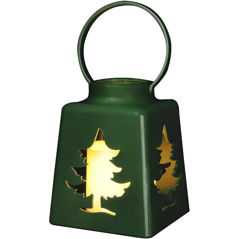 Decoratiune luminoasa Felinar, 13.5 cm, verde