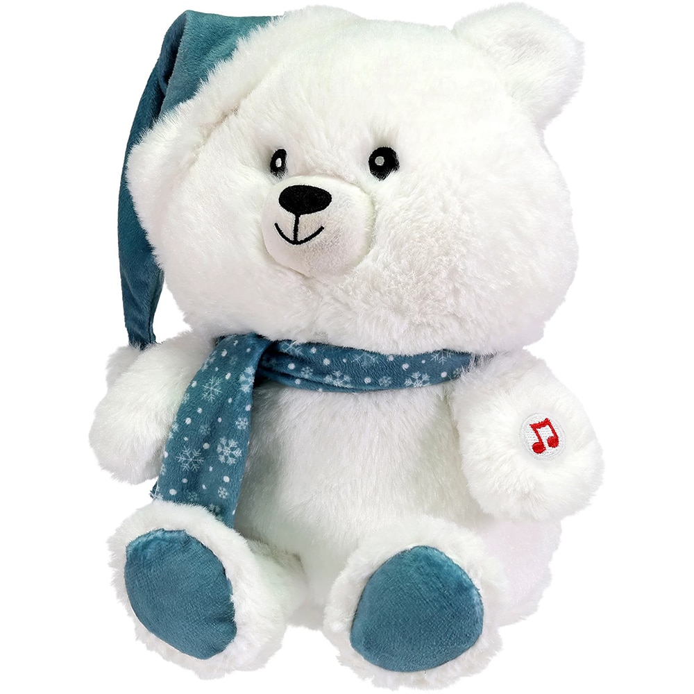 Decoratiune urs polar cu sunete si lumini, 26cm