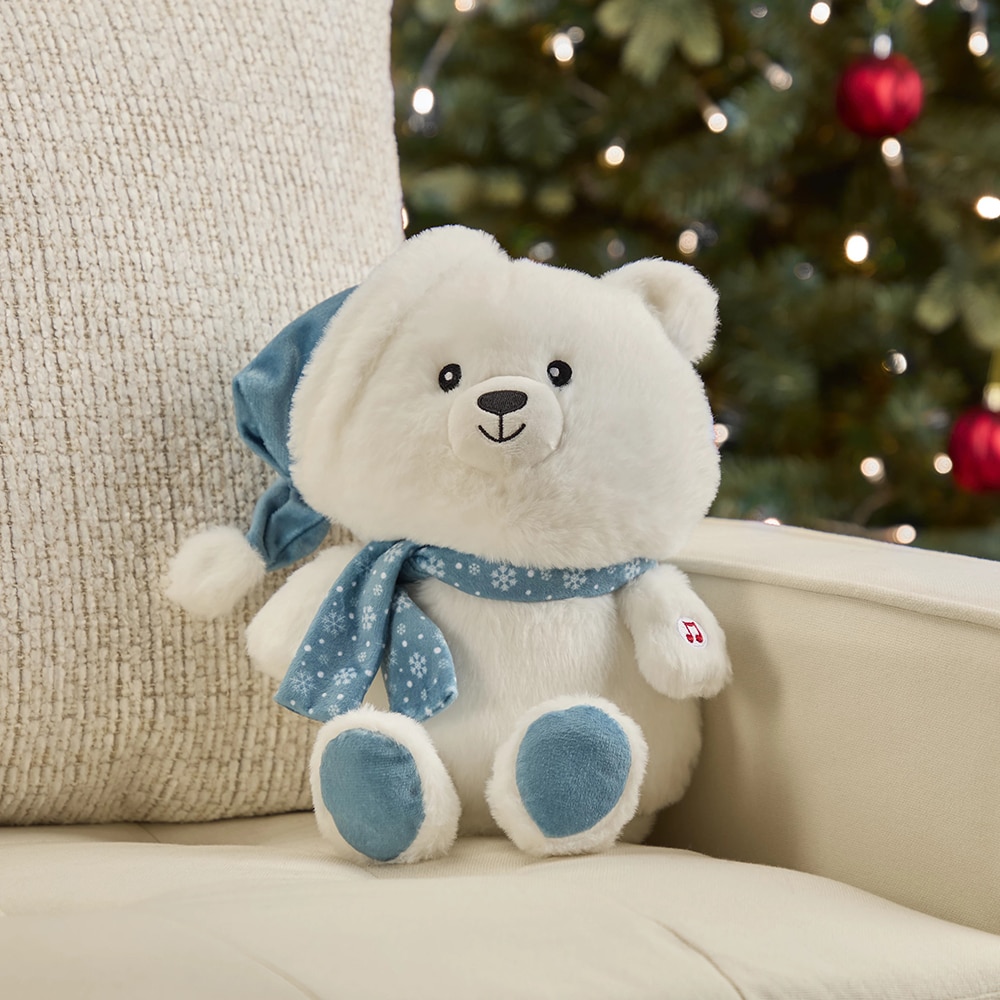 Decoratiune urs polar cu sunete si lumini, 26cm