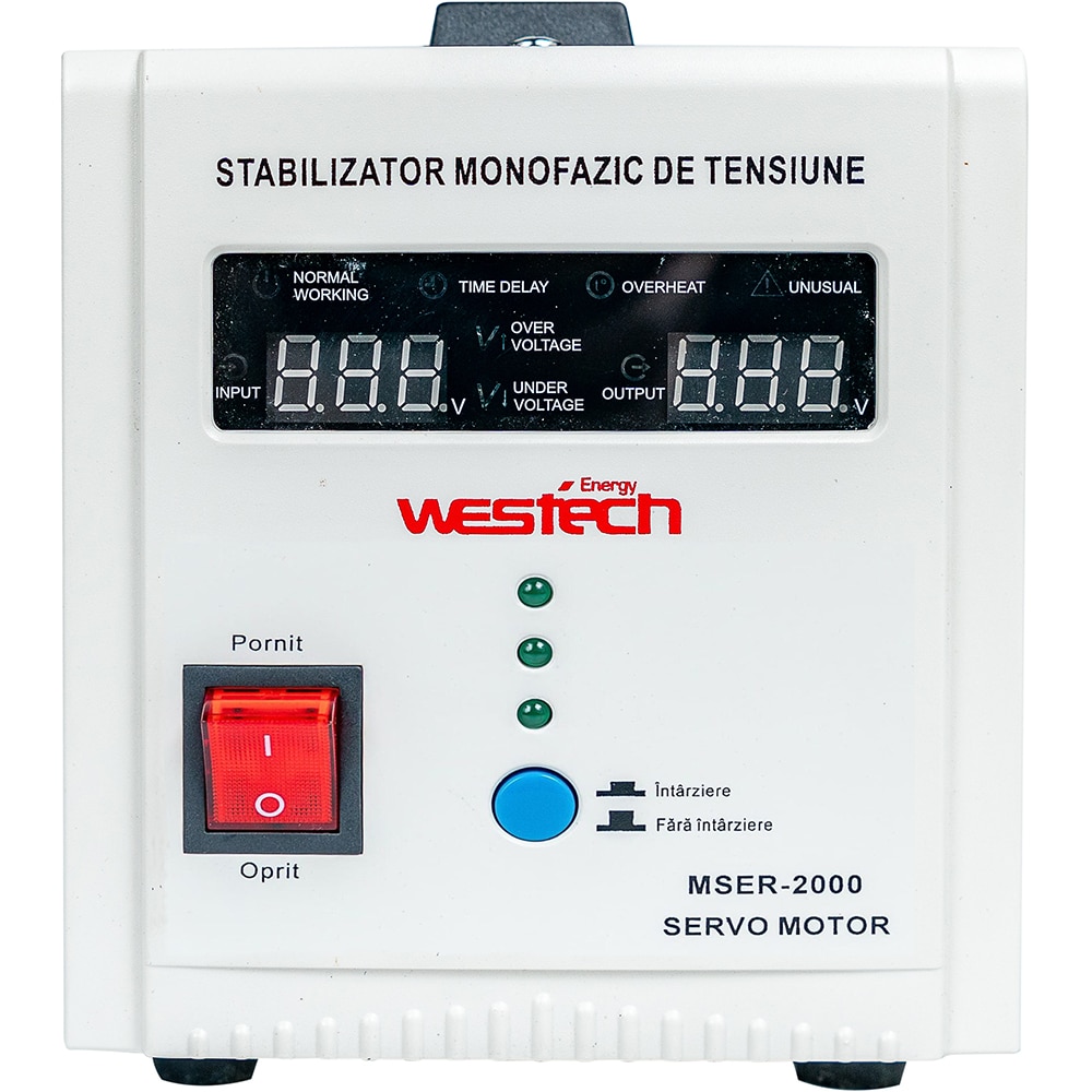 Stabilizator monofazic de tensiune cu servomotor WESTECH MSER-2000 VA-V2, 2000VA