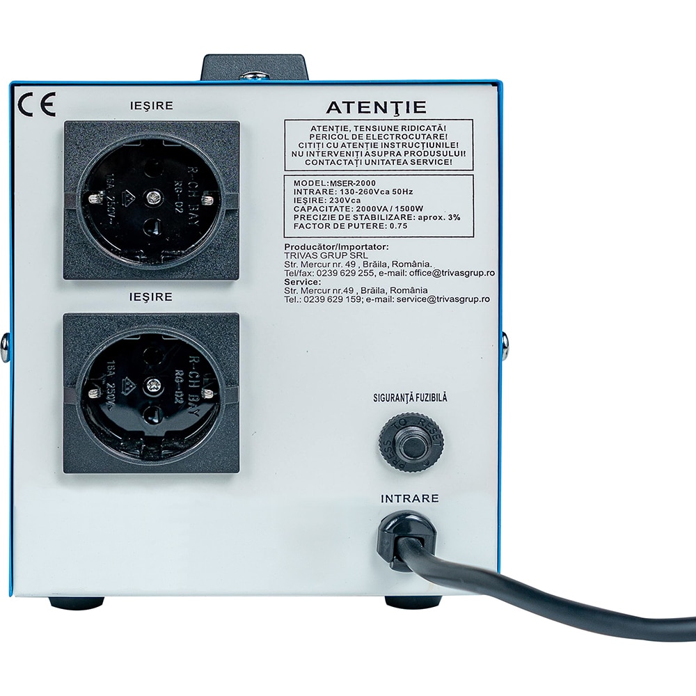 Stabilizator monofazic de tensiune cu servomotor WESTECH MSER-2000 VA-V2, 2000VA