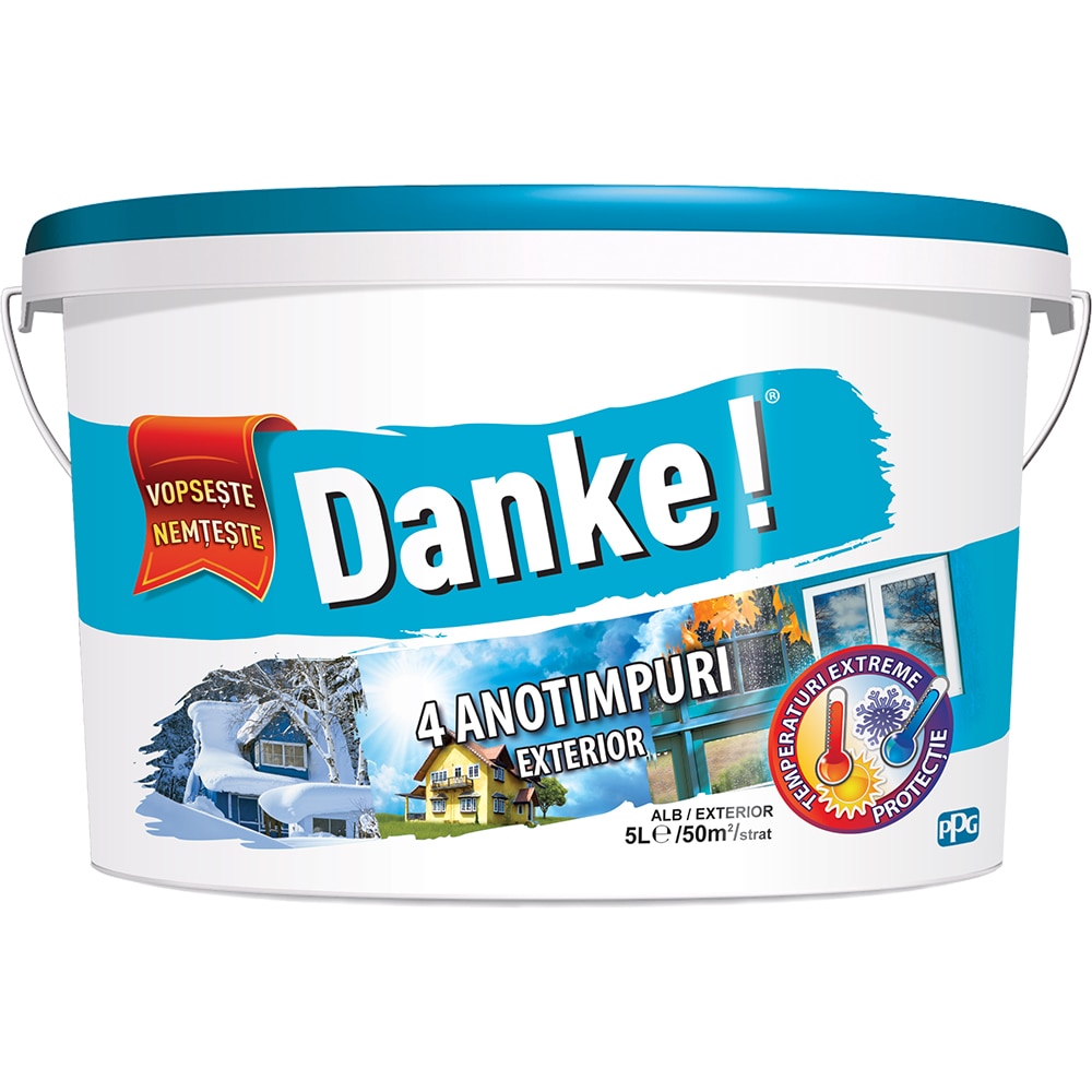 Vopsea lavabila pentru exterior DANKE 4 Anotimpuri, alb, 5L