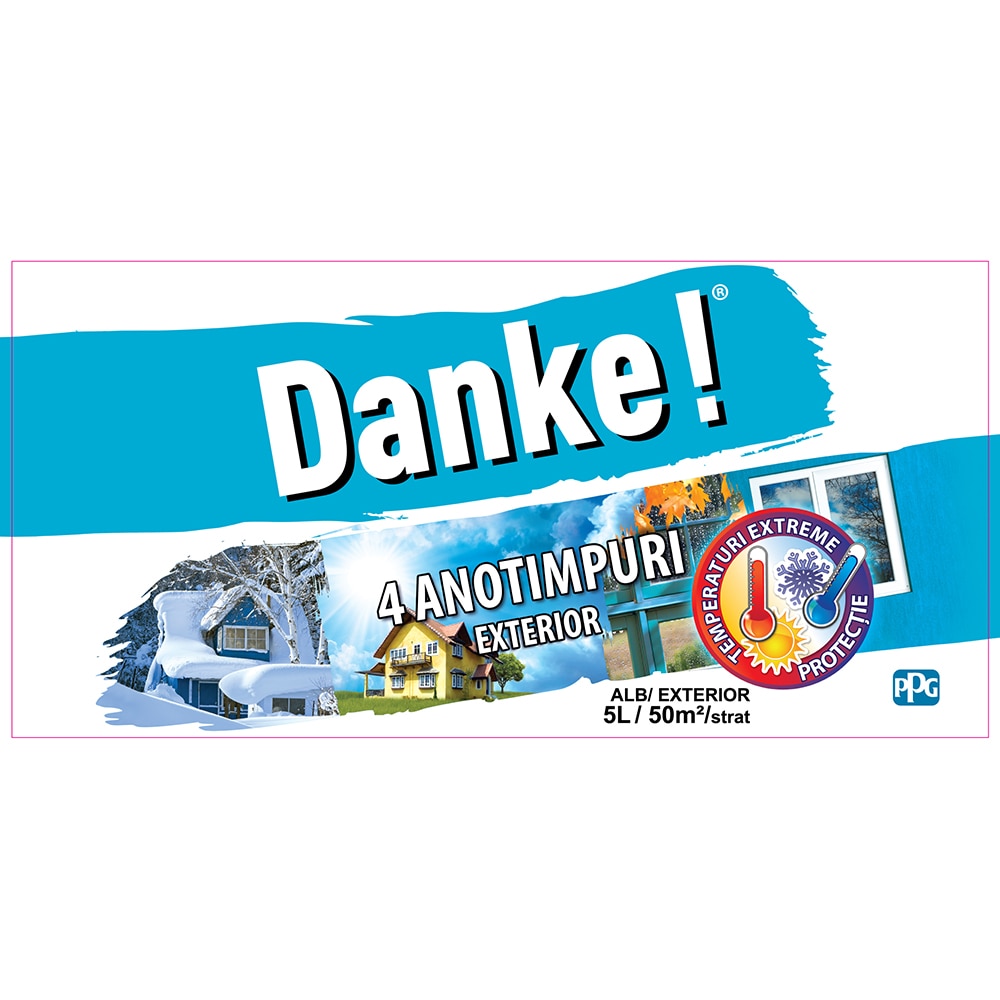 Vopsea lavabila pentru exterior DANKE 4 Anotimpuri, alb, 5L