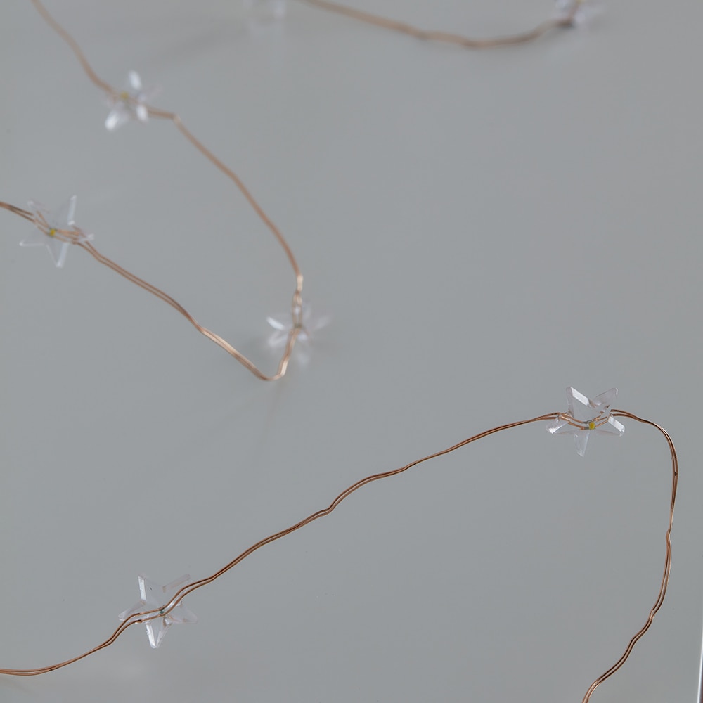 Ghirlanda luminoasa stele, 20 LED, iluminare alb cald