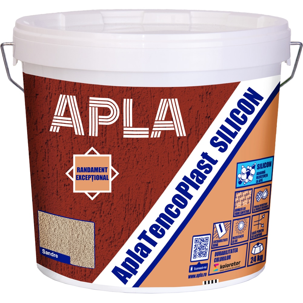 Tencuiala decorativa Apla Tencoplast silicon BO1.5 Sandre, 24Kg
