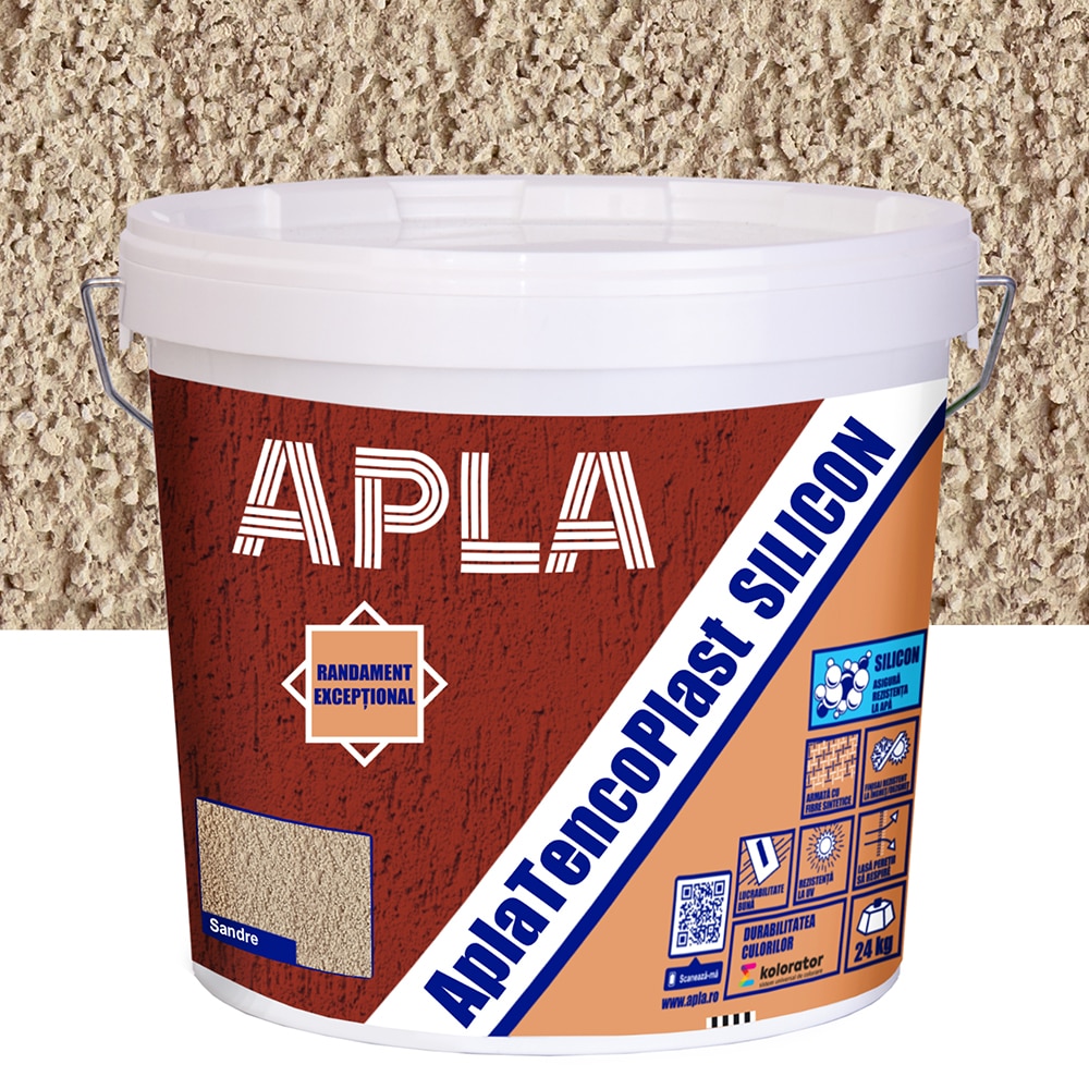 Tencuiala decorativa Apla Tencoplast silicon BO1.5 Sandre, 24Kg