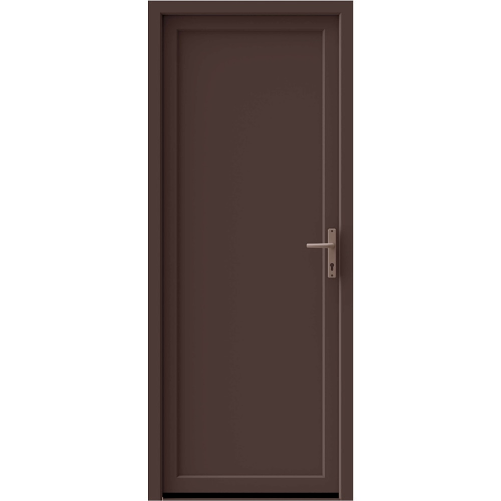 Usa de exterior pentru casa, PVC, nuc,  stanga, 205 x 90 cm