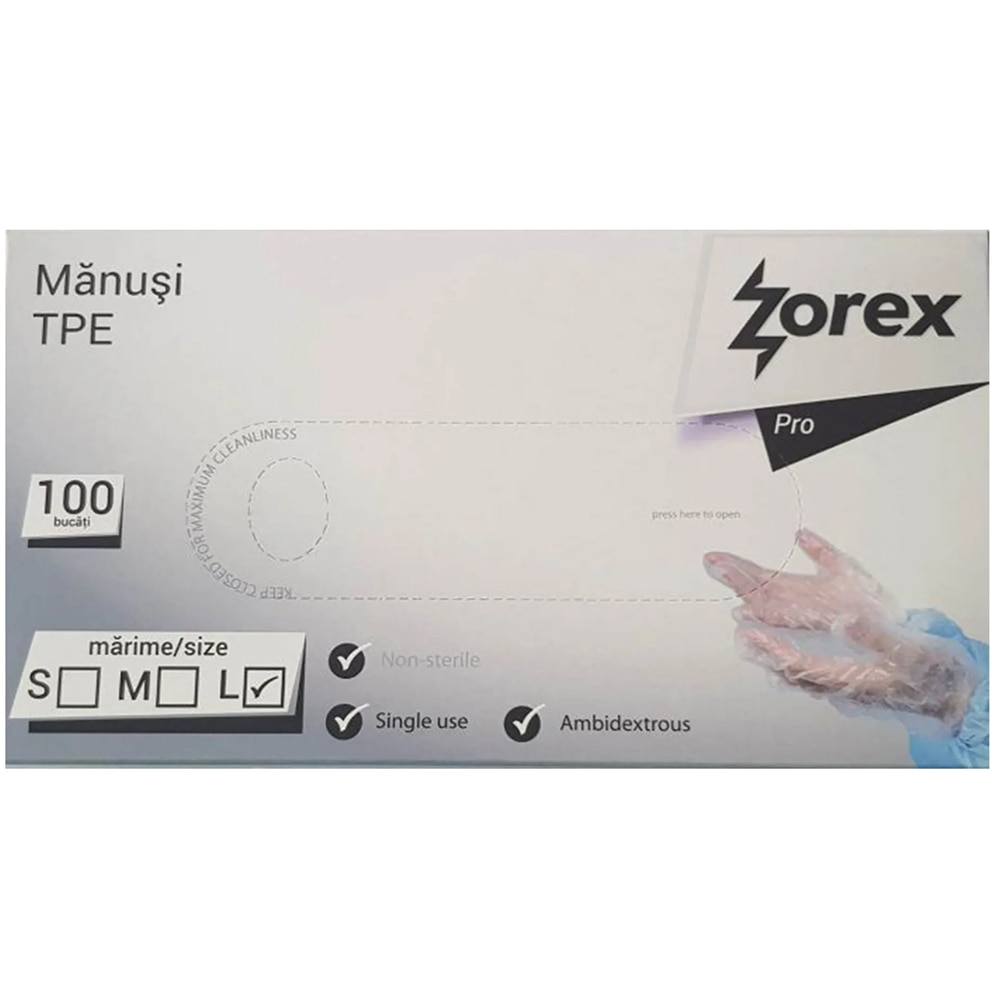 Manusi nitril ZOREX, marimea S, negru, 100 buc