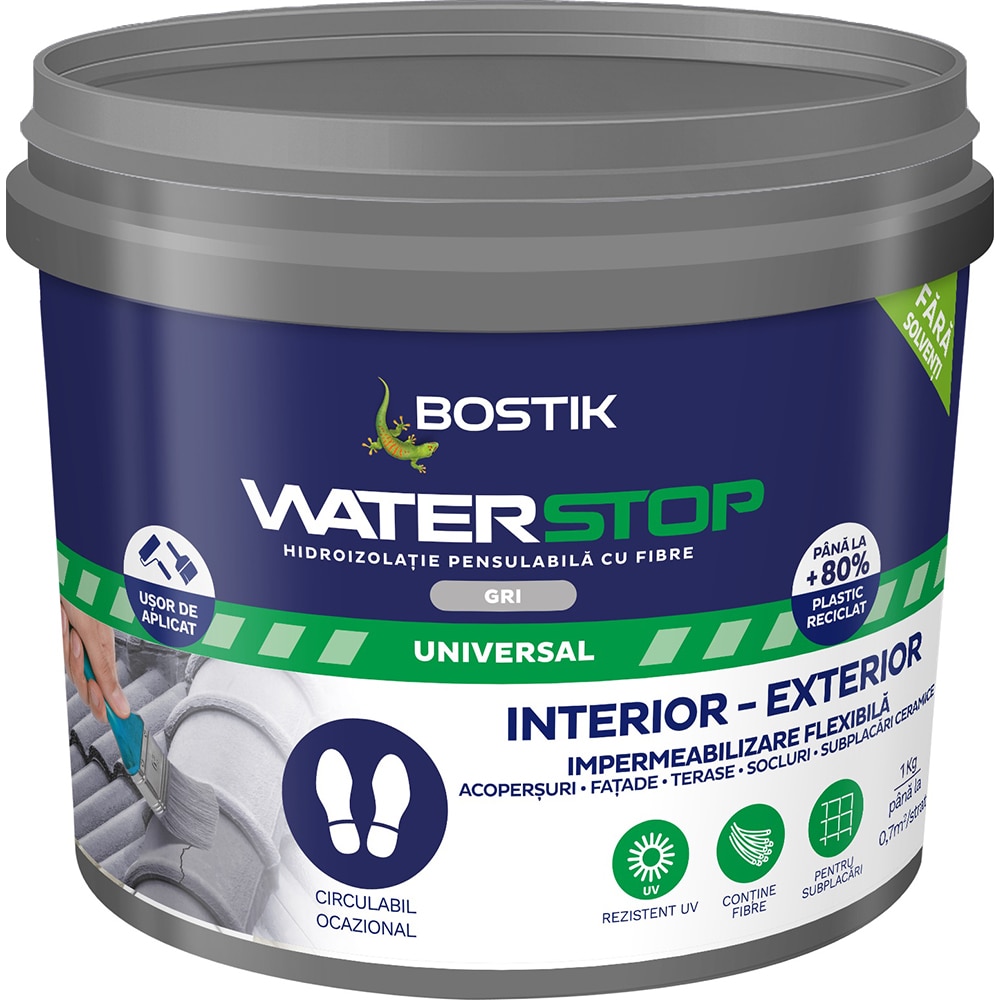 Membrana hidroizolanta Bostik Waterstop, gri, 1 kg