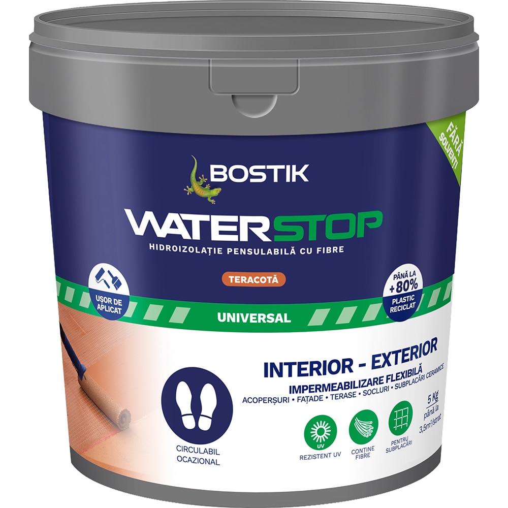 Membrana hidroizolanta Bostik Waterstop, gri, 5 kg