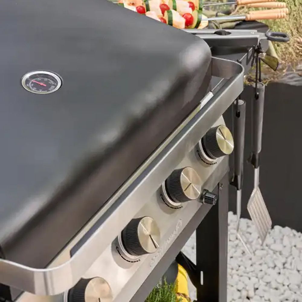 Gratar pe gaz GOODHOME Powell 101540284, 63x43cm, 4 arzatoare, negru