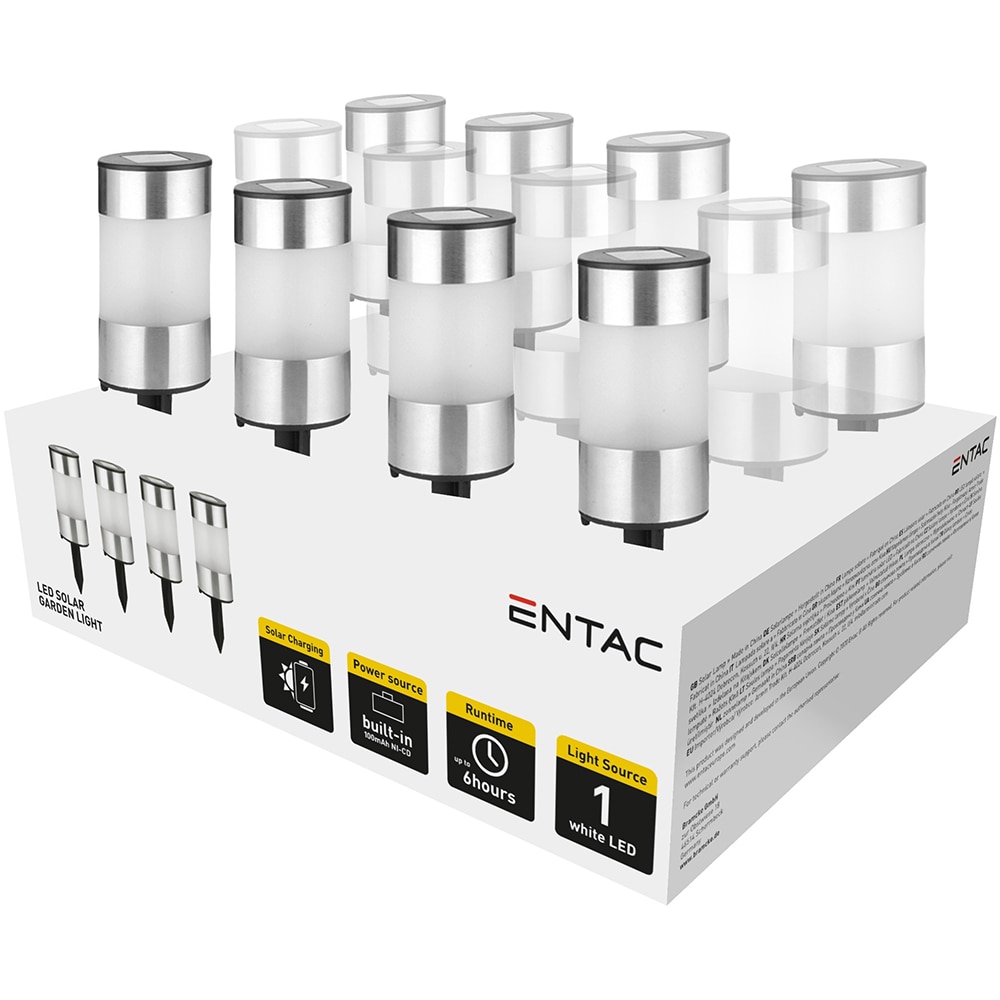 Set 12 lampi solare ENTAC EGSL-SS1LT21, IP44, argintiu