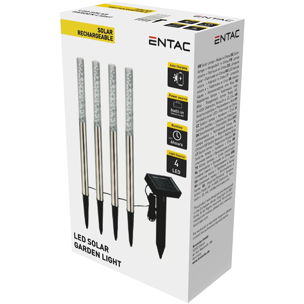 Lampa solara ENTAC EGSL-SS1LT47-S4, IP44, argintiu