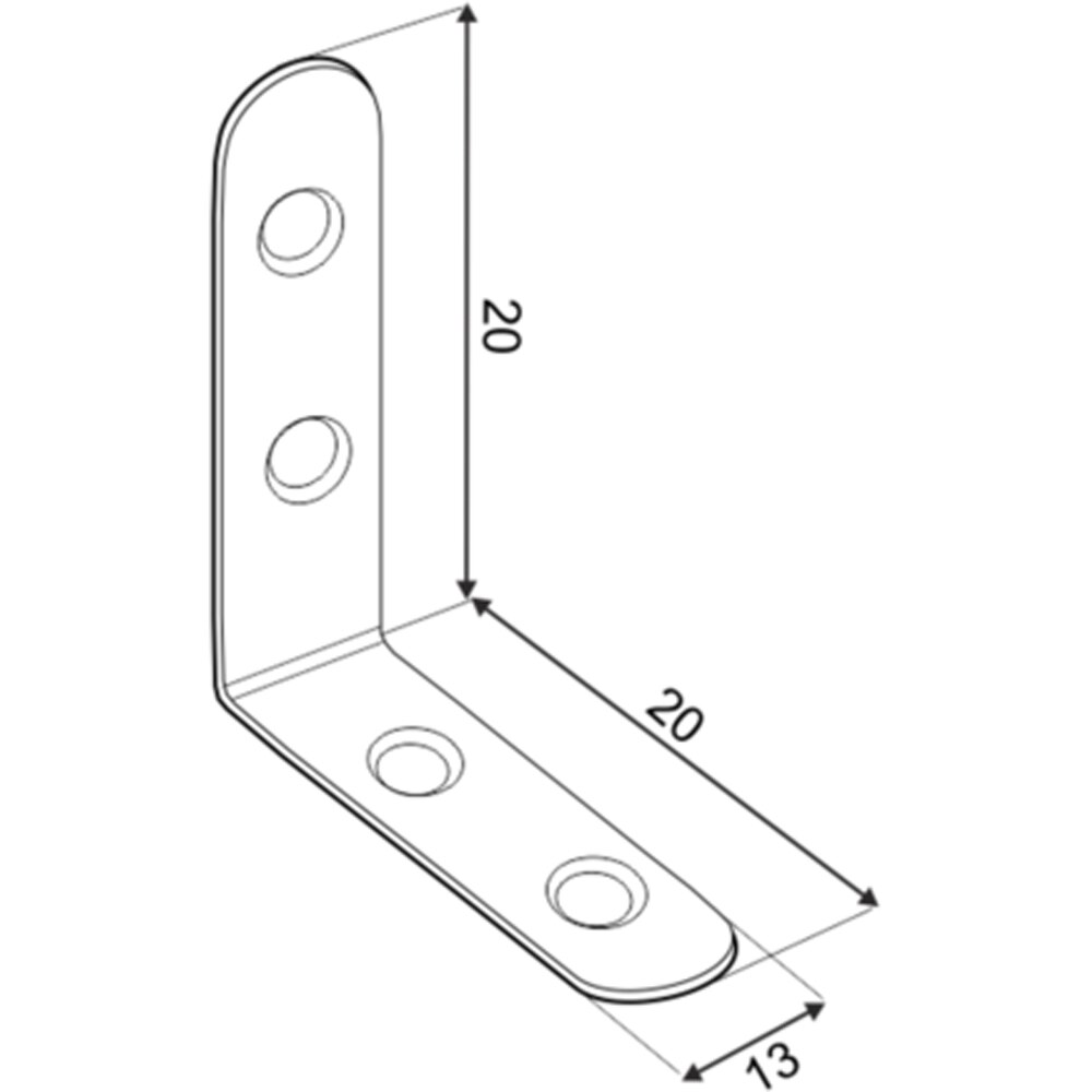 Coltar DMX, 20 x 20 x 13 x 2 mm, otel, 4 buc