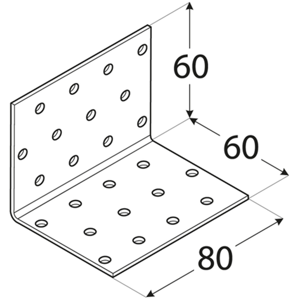 Coltar perforat DMX, 60 x 60 x 80 x 2 mm, otel