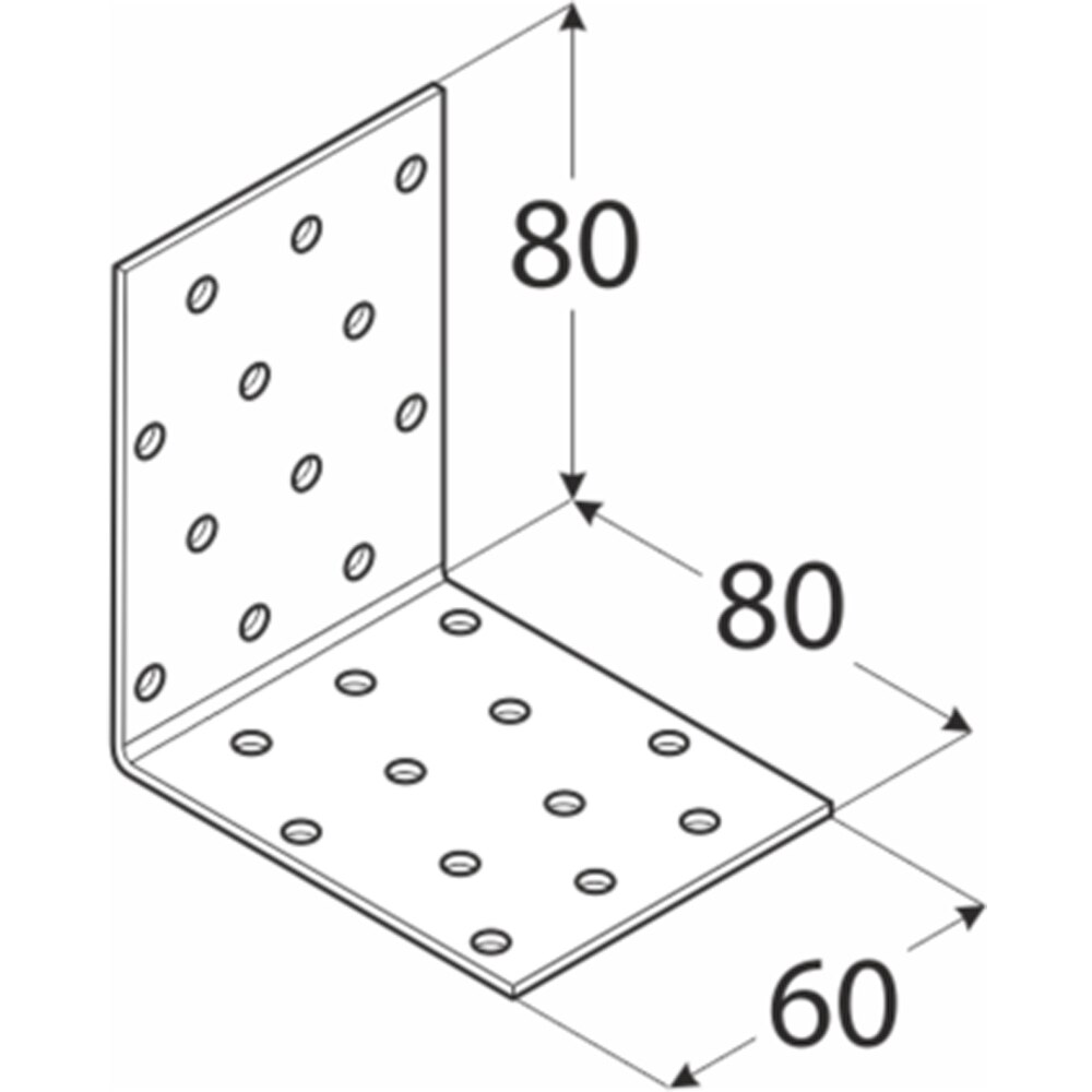 Coltar perforat DMX, 80 x 80 x 60 x 2 mm, otel