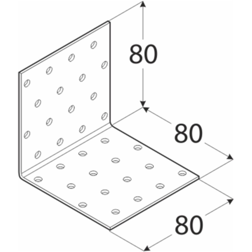 Coltar perforat DMX, 80 x 80 x 80 x 2 mm, otel
